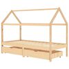 vidaXL Cadre de lit d'enfant avec tiroirs Bois de pin massif 90x200 cm