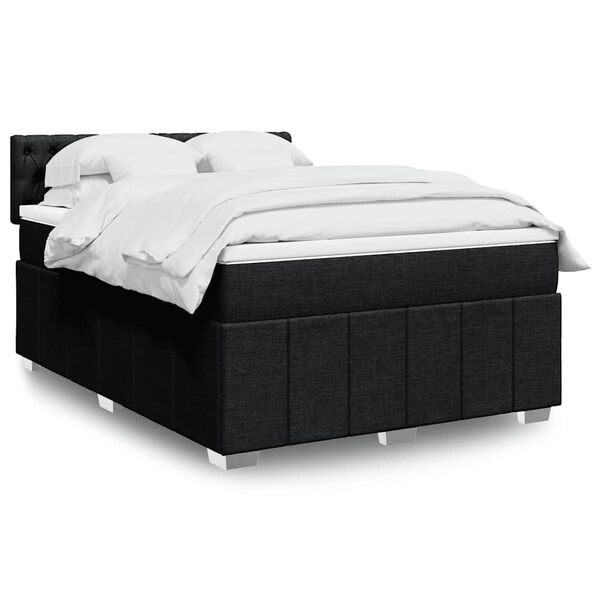 vidaXL Sommier &agrave; lattes de lit avec matelas Noir 140x190 cm Tissu