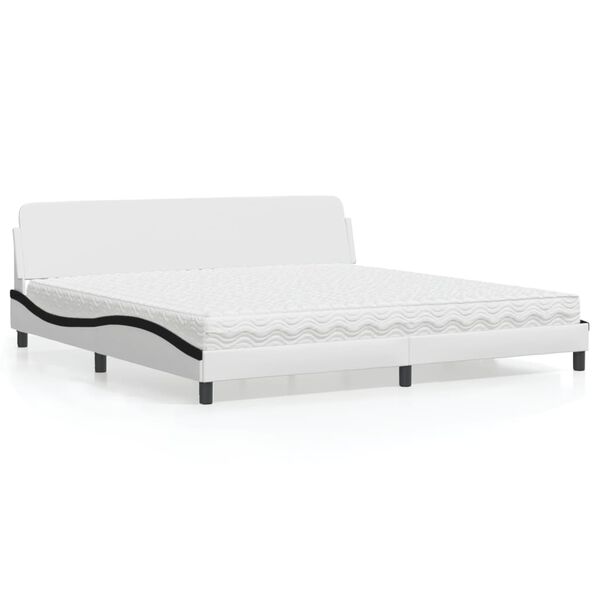vidaXL Lit avec matelas Dover blanc et noir 200x200 cm similicuir