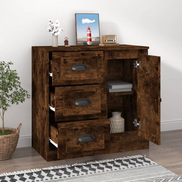 vidaXL Buffet ch&ecirc;ne fum&eacute; 70x35,5x67,5 cm bois d'ing&eacute;nierie