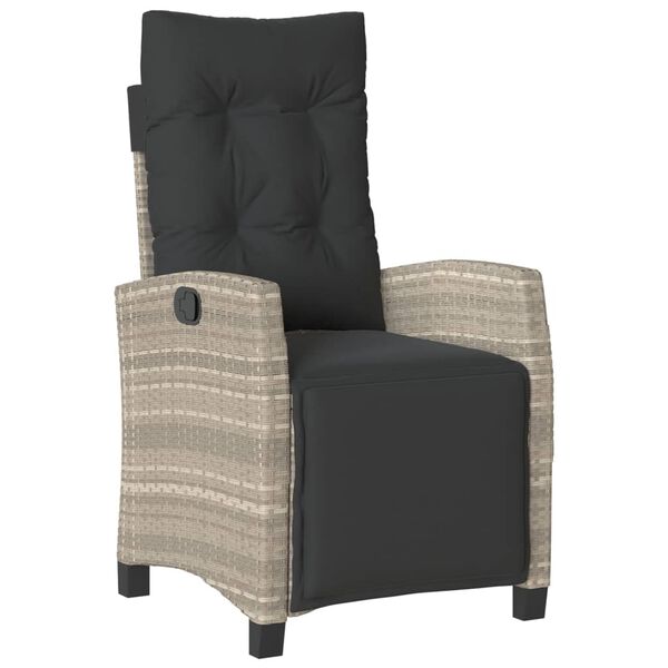 vidaXL Chaise inclinable de jardin avec repose-pied gris clair rotin