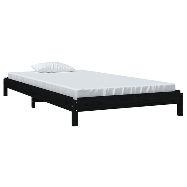 vidaXL Lit empilable sans matelas noir 90x200 cm bois de pin massif