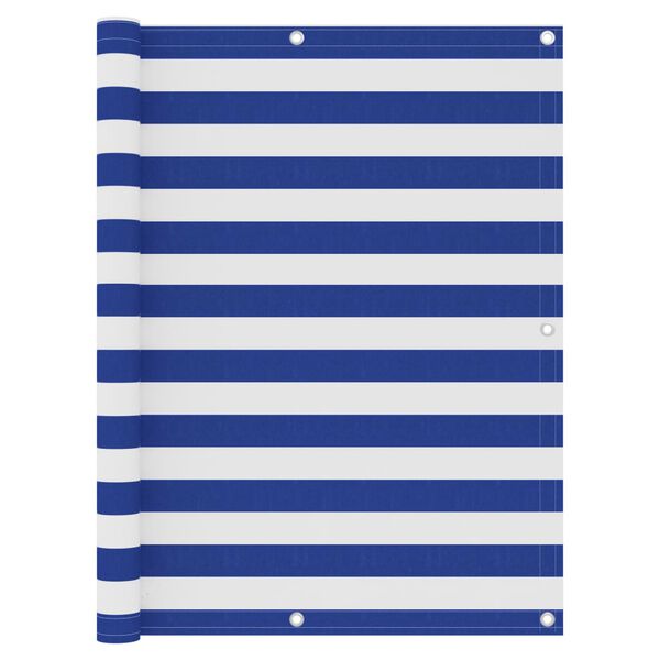 vidaXL Écran de balcon Blanc et bleu 120x600 cm Tissu Oxford