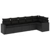 vidaXL Salon de jardin 6 pcs avec coussins noir r&eacute;sine tress&eacute;e