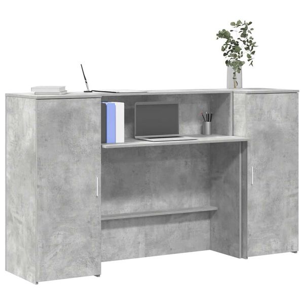 vidaXL Bureau de réception gris béton 180x50x103,5cm bois d'ingénierie