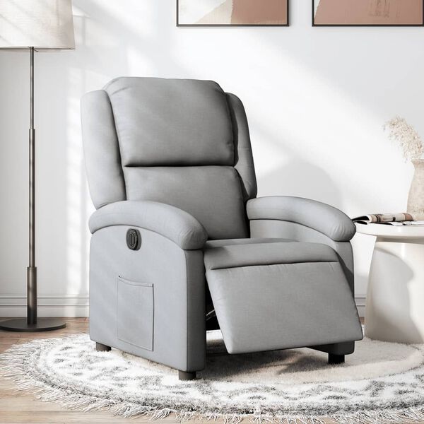 vidaXL Fauteuil inclinable &eacute;lectrique Gris clair Tissu