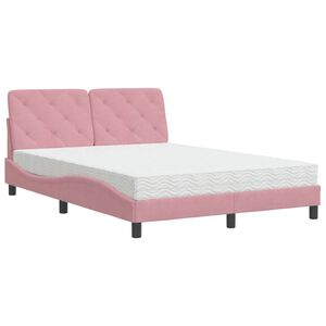 vidaXL Lit avec matelas rose 140x190 cm velours