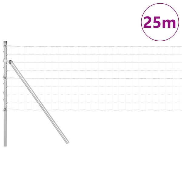 vidaXL Cl&ocirc;ture avec poteau Argent&eacute; 0,6 x 25 m Acier et PVC