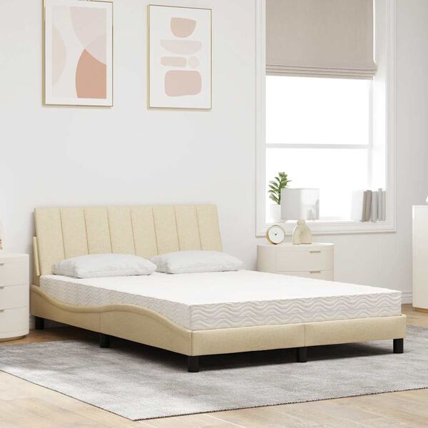 vidaXL Lit avec matelas Hanko cr&egrave;me 140x200 cm tissu
