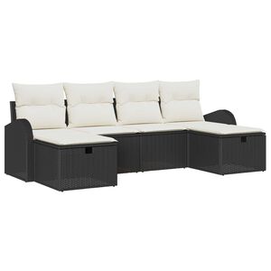 vidaXL Ensemble de Canap&eacute;s avec coussin 6 pcs Noir et Cr&egrave;me polyrotin