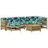 vidaXL Salon de jardin 7 pcs avec coussins bois de pin impr&eacute;gn&eacute;