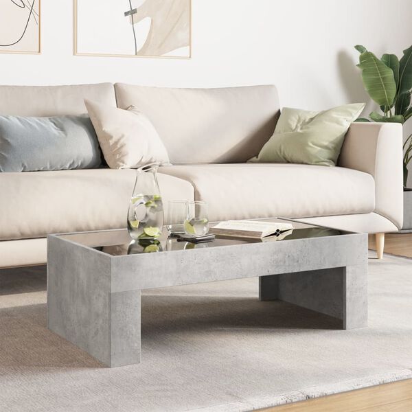 vidaXL Table basse avec LED infini gris b&eacute;ton 90x50x30 cm
