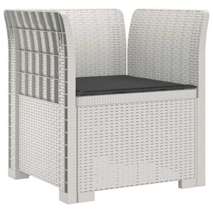 vidaXL Fauteuil 1 place avec coussin look rotin PP Blanc
