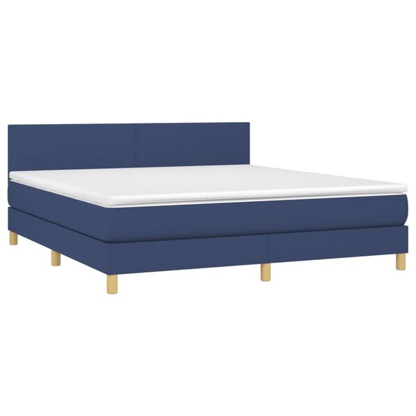 vidaXL Sommier &agrave; lattes de lit avec matelas Bleu 160x200 cm Tissu