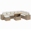 vidaXL Salon de jardin avec coussins 9 pcs beige r&eacute;sine tress&eacute;e