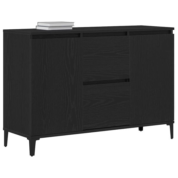 vidaXL Buffet Ch&ecirc;ne noir 104 x 35 x 70 cm Bois d'ing&eacute;nierie