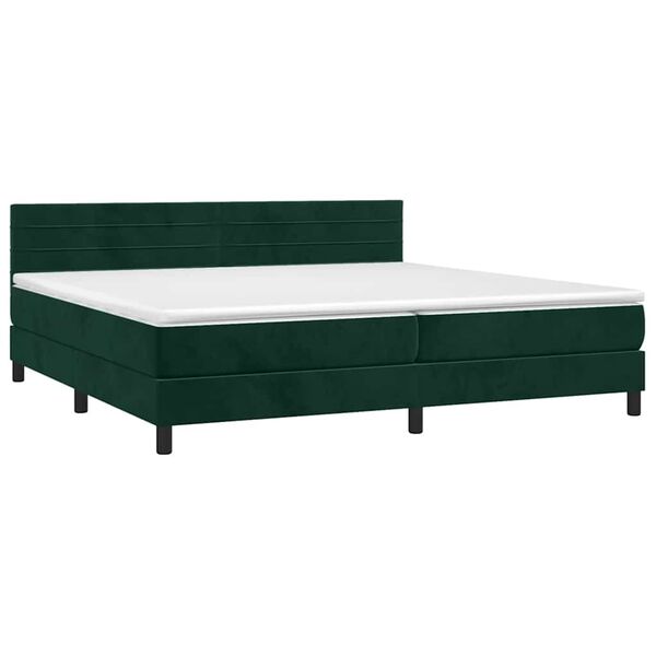vidaXL Sommier &agrave; lattes de lit avec matelas LED Vert fonc&eacute; 200x200 cm