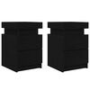 vidaXL Cabinet de chevet avec tiroir 2 pcs Ch&ecirc;ne noir 35 x 39 x 55 cm