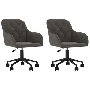 vidaXL Chaises pivotantes &agrave; manger lot de 2 Gris fonc&eacute; Velours