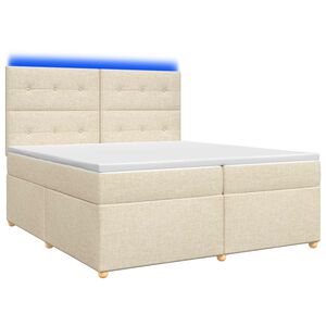vidaXL Lit boxspring avec matelas Cr&egrave;me 200 x 200 cm Tissu
