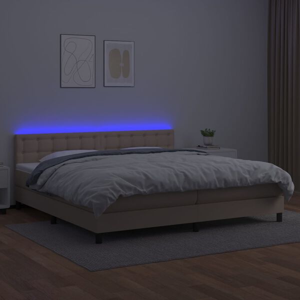 vidaXL Sommier &agrave; lattes de lit avec matelas LED Cappuccino 200x200 cm