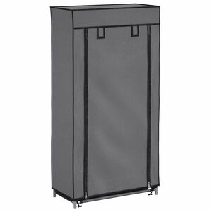 vidaXL Armoire &agrave; chaussures avec housse Gris 58x28x106 cm Tissu