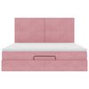 vidaXL Cadre de lit ottoman avec matelas rose 180x200 cm velours