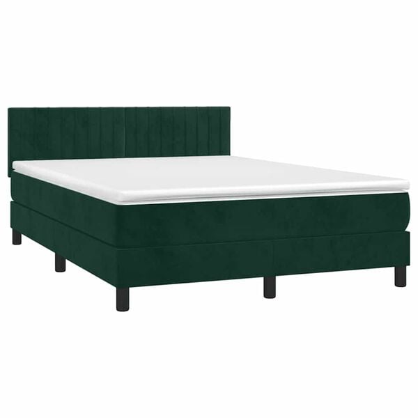 vidaXL Sommier &agrave; lattes de lit et matelas Vert fonc&eacute; 140x200cm Velours