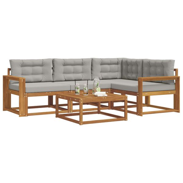 vidaXL Ensemble de canap&eacute;s d'ext&eacute;rieur 5 pcs Gris Naturel et Clair