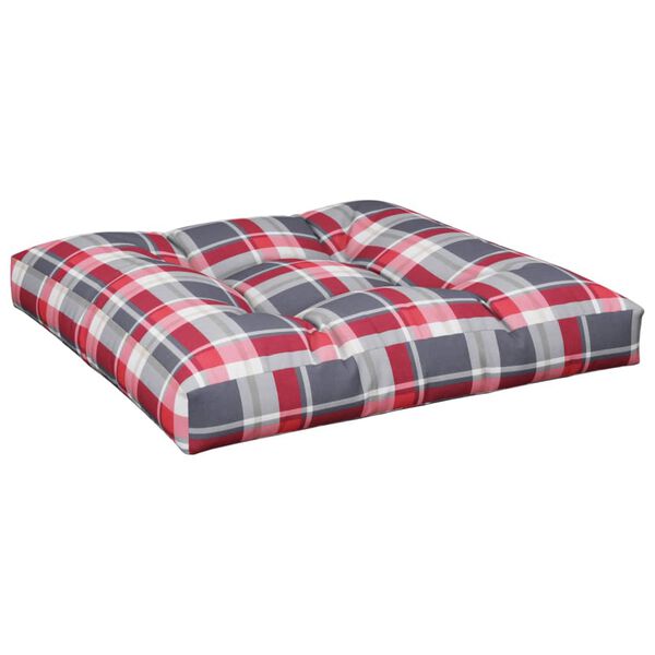vidaXL Coussins de palette lot de 2 motif &agrave; carreaux rouge tissu