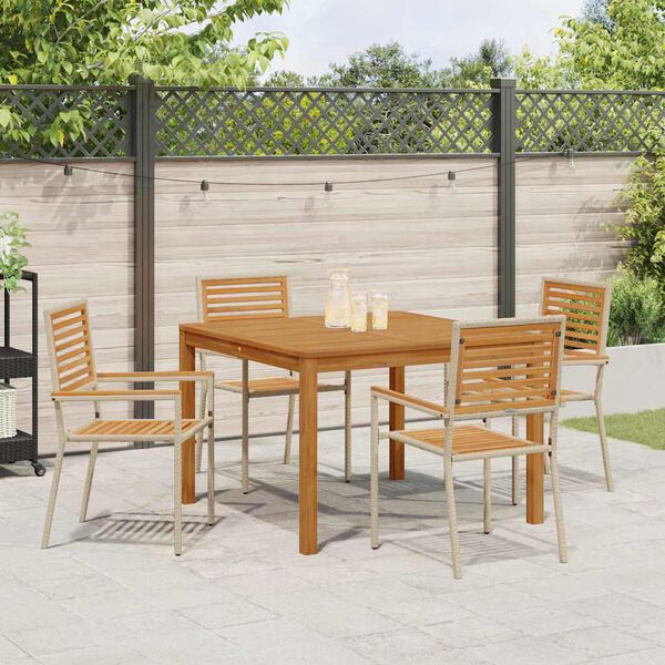 vidaXL Ensemble de salle à manger pour jardin 5 pcs Beige Poly rotin