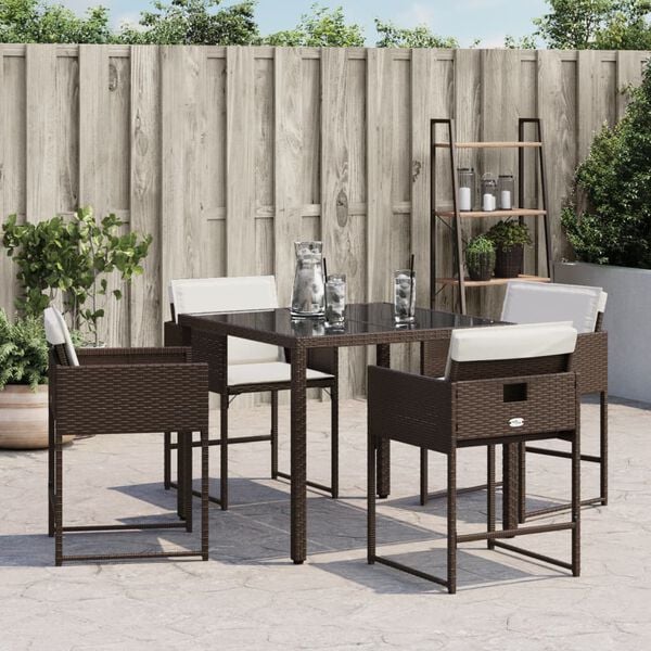 vidaXL Chaises de jardin avec coussins lot de 4 marron r&eacute;sine tress&eacute;e