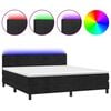 vidaXL Sommier &agrave; lattes de lit avec matelas LED Noir 180x200cm Velours