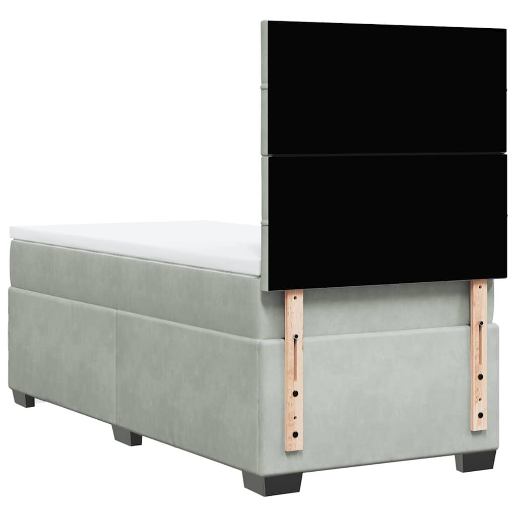 vidaXL Sommier à lattes de lit et matelas Gris clair 100x200cm Velours