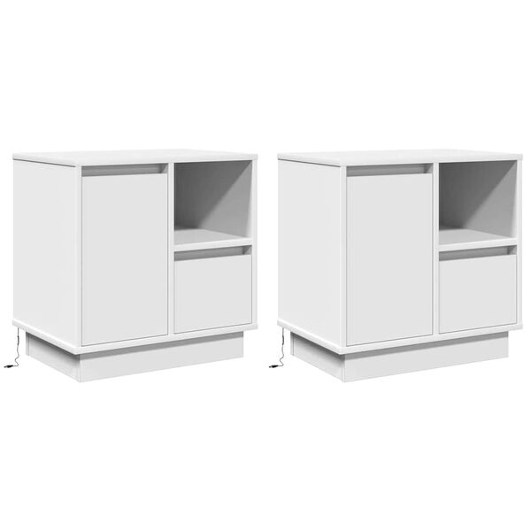 vidaXL Cabinet de chevet avec tiroir 2 pcs Blanc 50 x 34,5 x 50 cm.