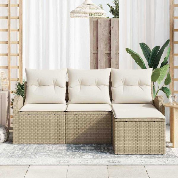 vidaXL Ensemble de canap&eacute; de jardin Beige polyrotin