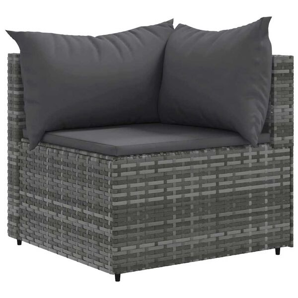 vidaXL Salon de jardin 7 pcs avec coussins Gris R&eacute;sine tress&eacute;e
