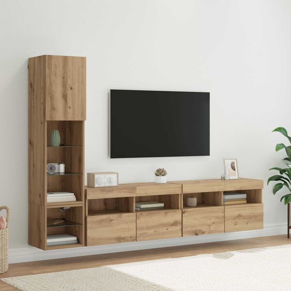 vidaXL Unit&eacute; murale de TV 4 pcs Ch&ecirc;ne artisanal Bois d'ing&eacute;nierie
