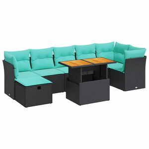 vidaXL Salon de jardin avec coussins 8 pcs gris r&eacute;sine tress&eacute;e acacia