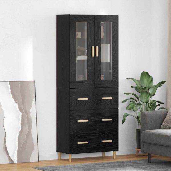 vidaXL Haut Armoire avec tiroir Ch&ecirc;ne noir 69,5 x 34 x 180 cm