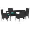 vidaXL Ensemble table et chaises avec coussin 5 pcs Noir Rotin PE