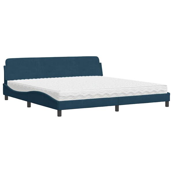 vidaXL Lit avec matelas Dover bleu 200x200 cm velours