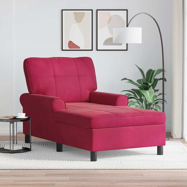 vidaXL Chaise longue avec coussin Bordeaux 91 x 157 x 91 cm Velours