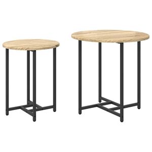 vidaXL Ensemble de tables d'appoint 2 pcs Ch&ecirc;ne Sonoma et noir