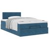 vidaXL Cadre de lit ottoman avec matelas bleu fonc&eacute; 120x200 cm velours