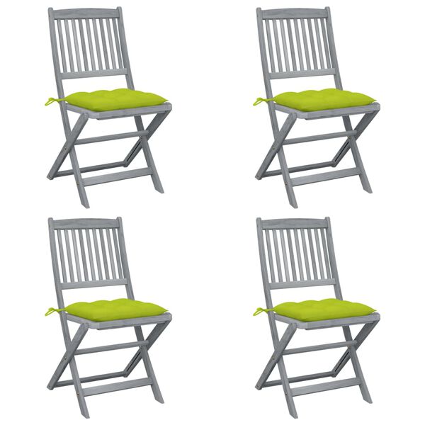 vidaXL Chaises pliables d'ext&eacute;rieur lot de 4 et coussins Bois d'acacia