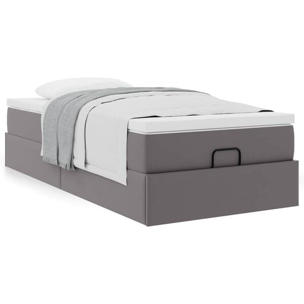 VidaXL Cadre de lit ottoman avec matelas gris 90x190 cm similicuir