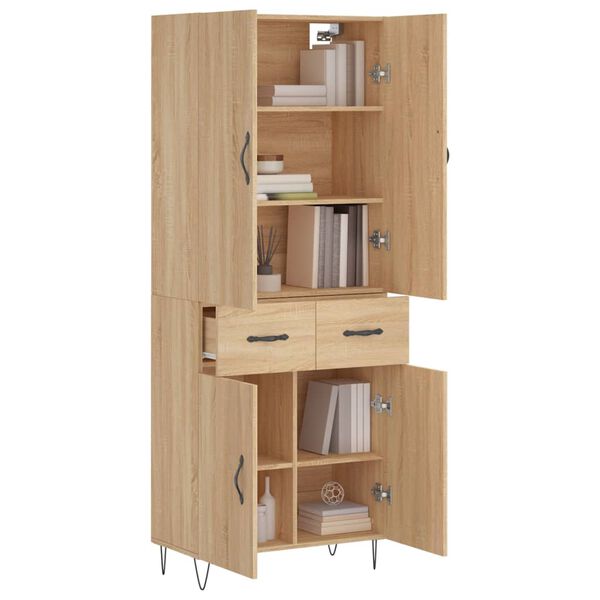 vidaXL Buffet haut Ch&ecirc;ne sonoma 69,5x34x180 cm Bois d'ing&eacute;nierie