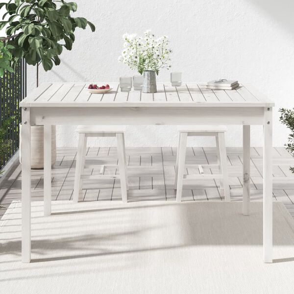 vidaXL Table de jardin blanc 121x82,5x76 cm bois massif de pin
