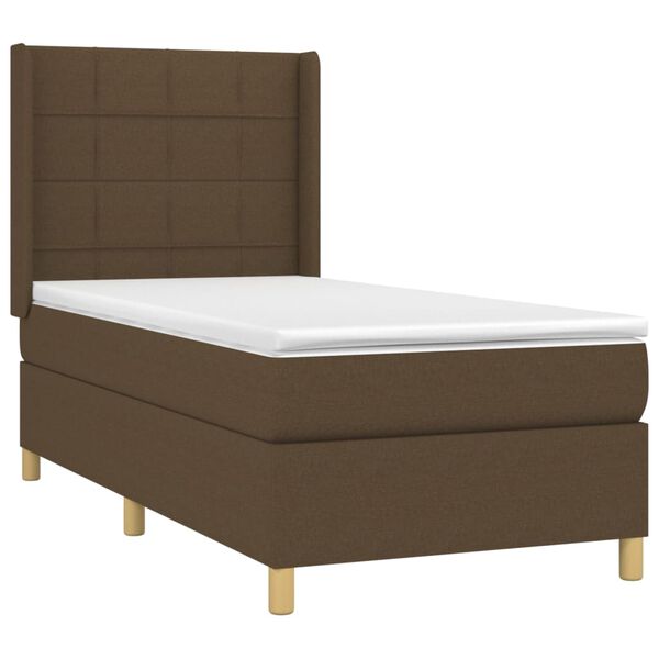vidaXL Sommier &agrave; lattes de lit matelas et LED Marron fonc&eacute; 100x200cm